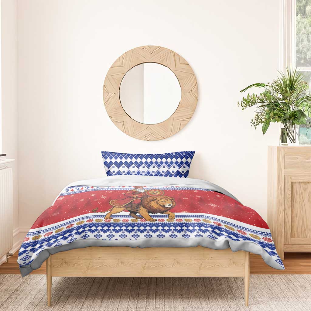 Armenia Christmas Bedding Set Santa Riding Lion - Wonder Print Shop