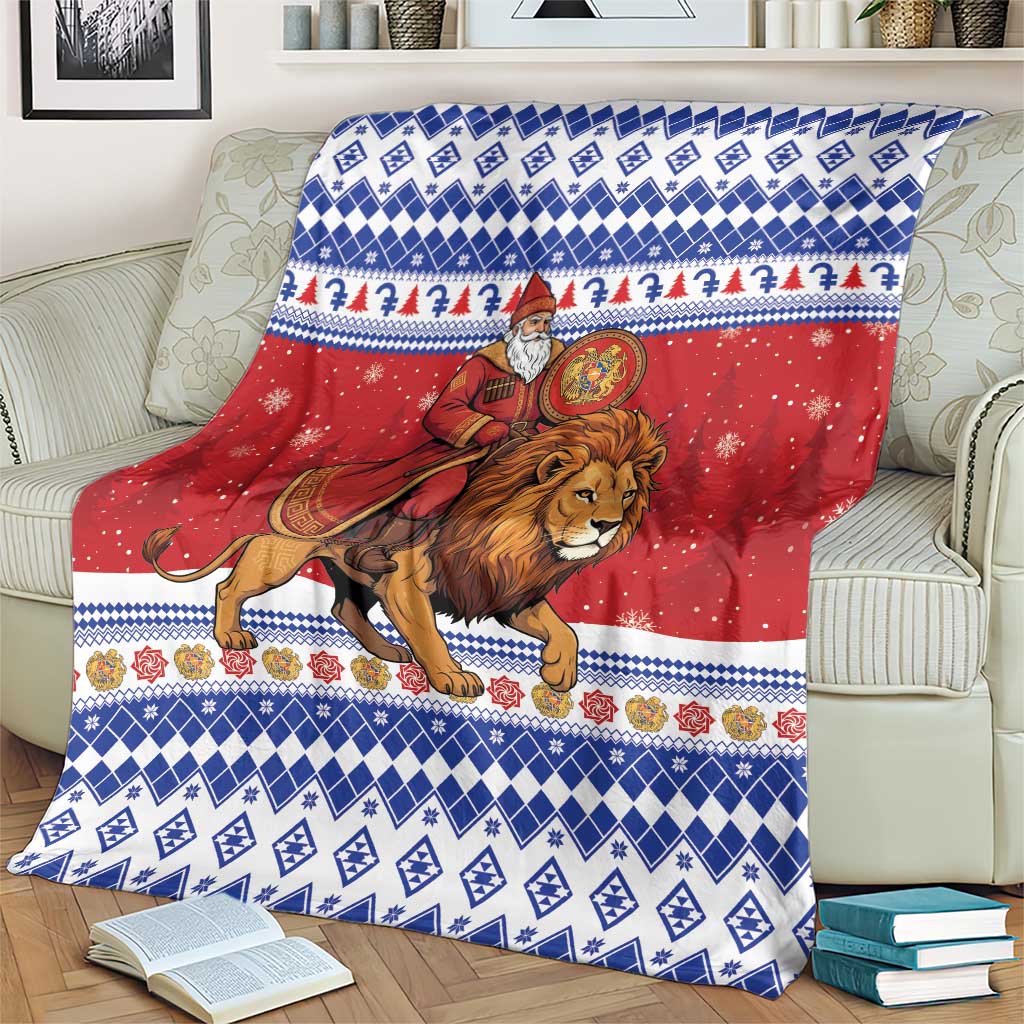 Armenia Christmas Blanket Santa Riding Lion - Wonder Print Shop