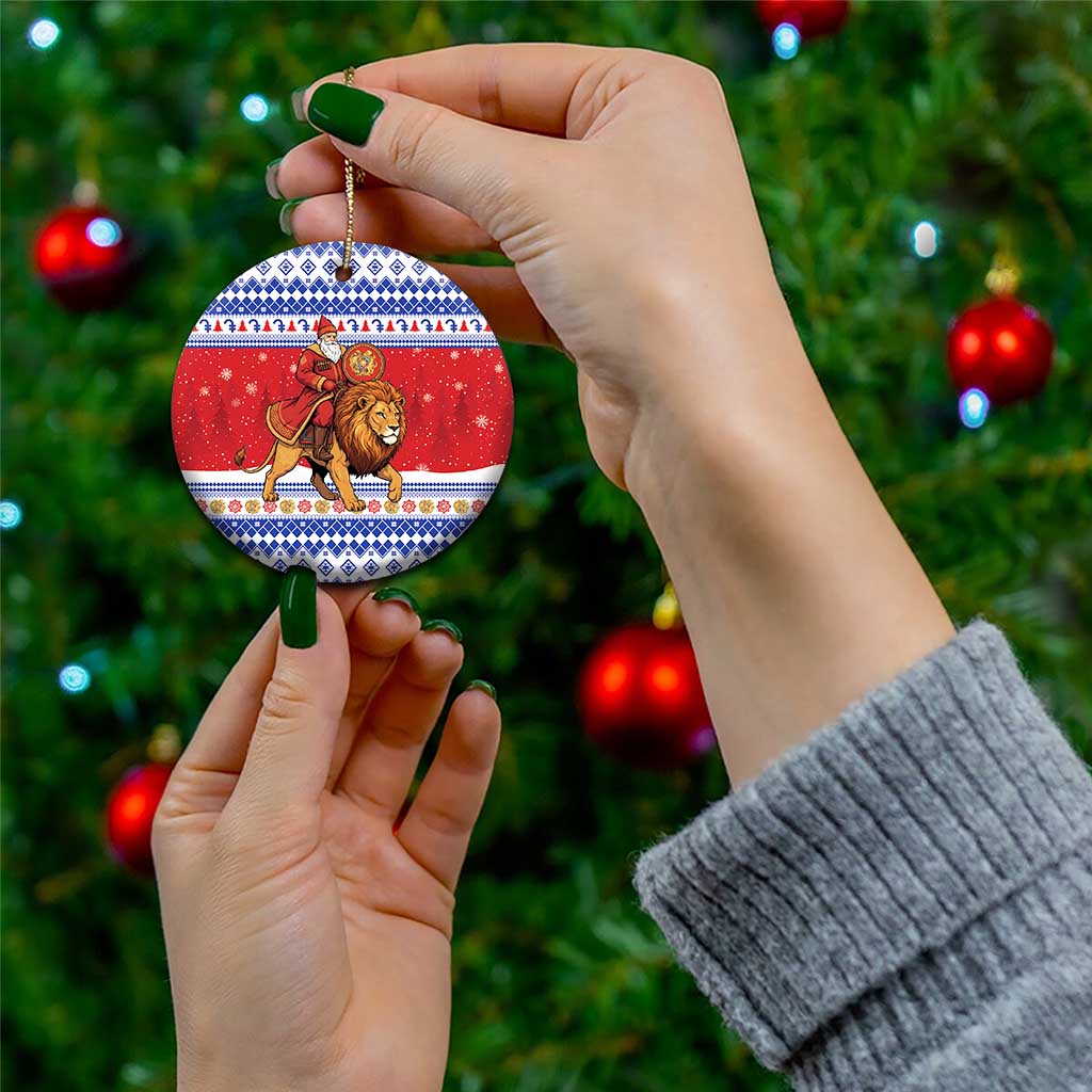 Armenia Christmas Ceramic Ornament Santa Riding Lion - Wonder Print Shop