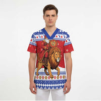 Armenia Christmas Scrub Top Santa Riding Lion - Wonder Print Shop
