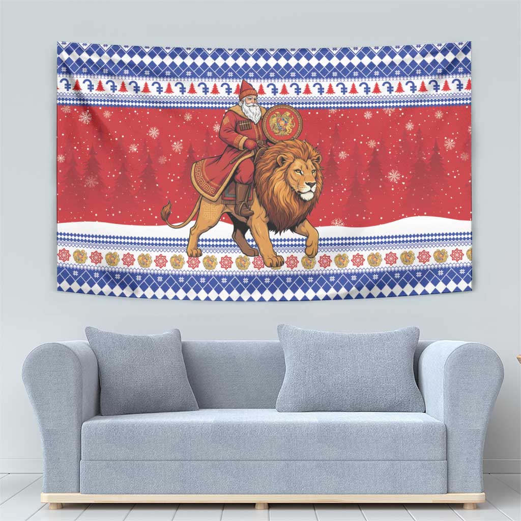 Armenia Christmas Tapestry Santa Riding Lion - Wonder Print Shop