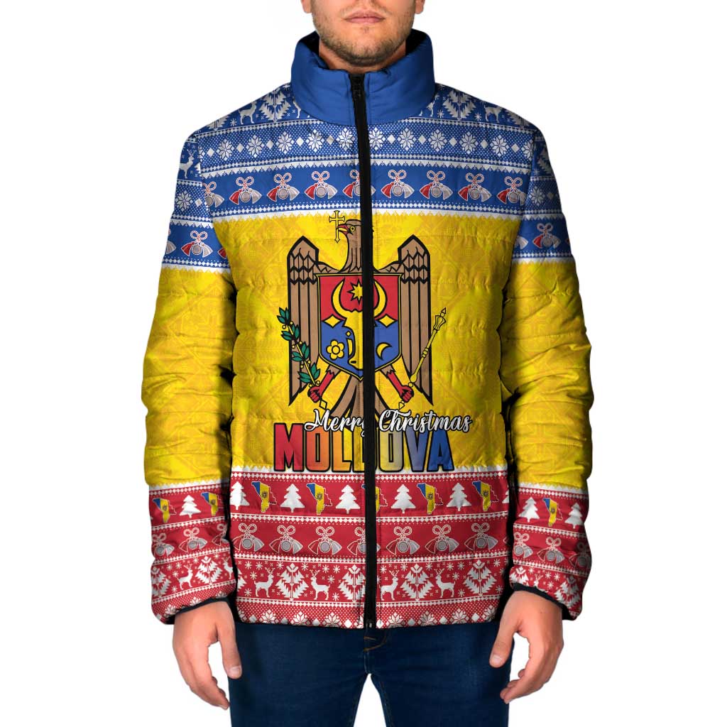 Moldova Christmas Padded Jacket Coat Of Arms Craciun fericit - Wonder Print Shop