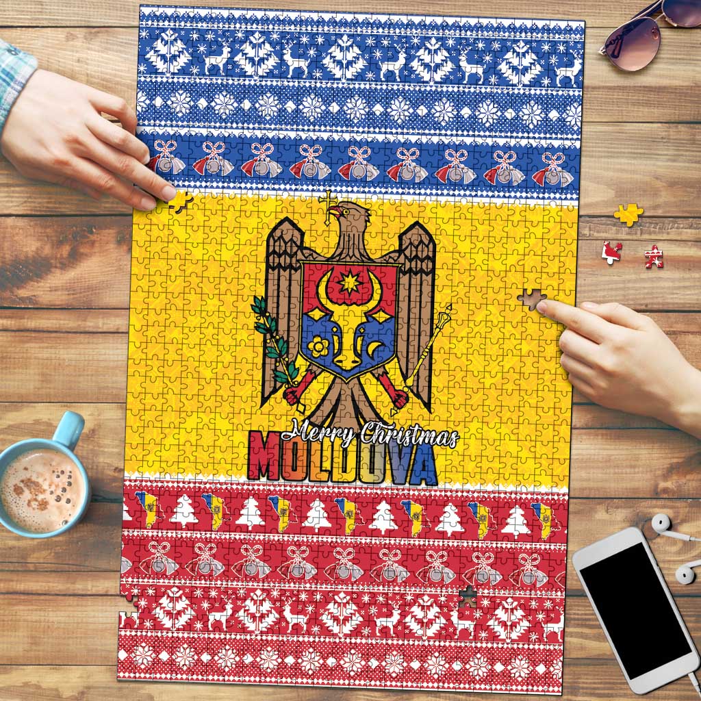 Moldova Christmas Puzzle Coat Of Arms Craciun fericit - Wonder Print Shop