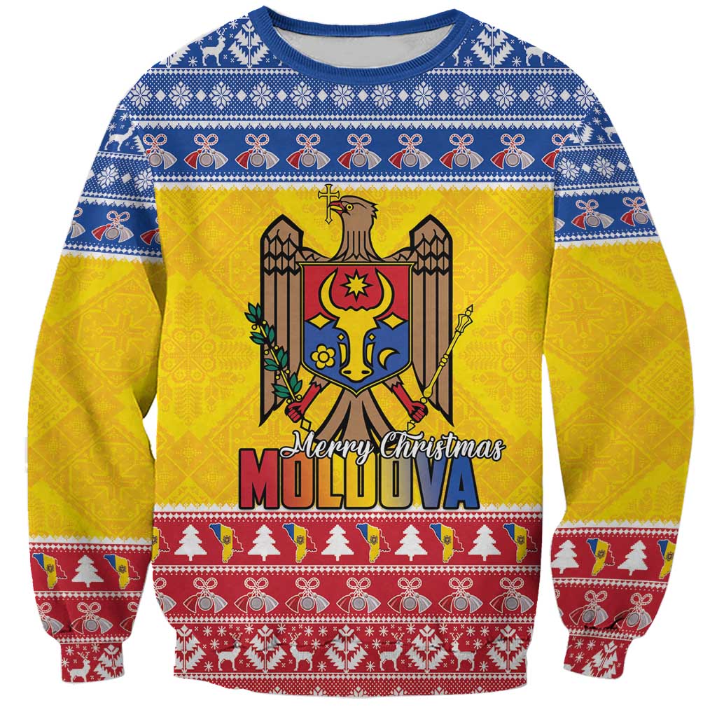 Moldova Christmas Sweatshirt Coat Of Arms Craciun fericit - Wonder Print Shop