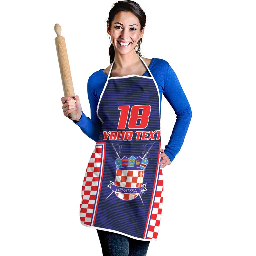 Custom Croatia Football Apron Hrvatska Chessboard Heritage - Wonder Print Shop