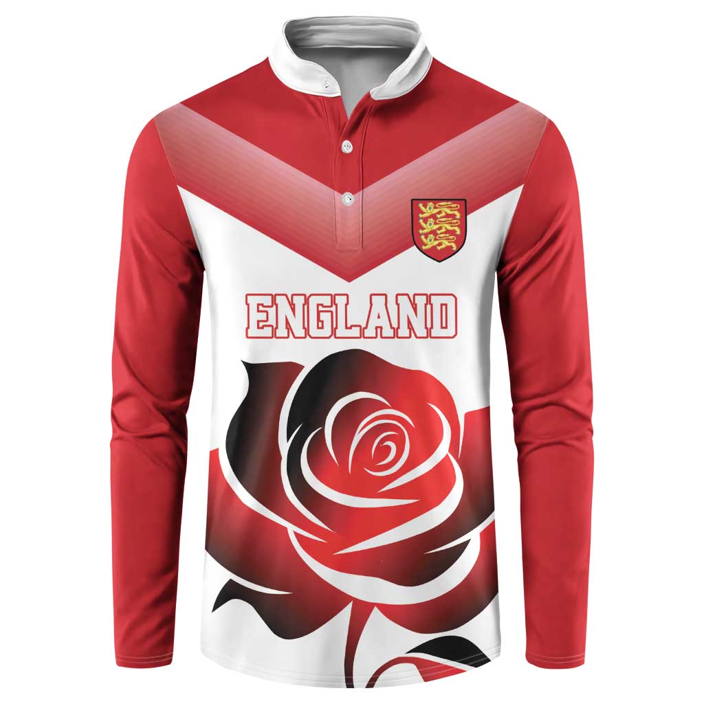 Custom England Rugby Button Sweatshirt Red Rose Sporty Style - Wonder Print Shop