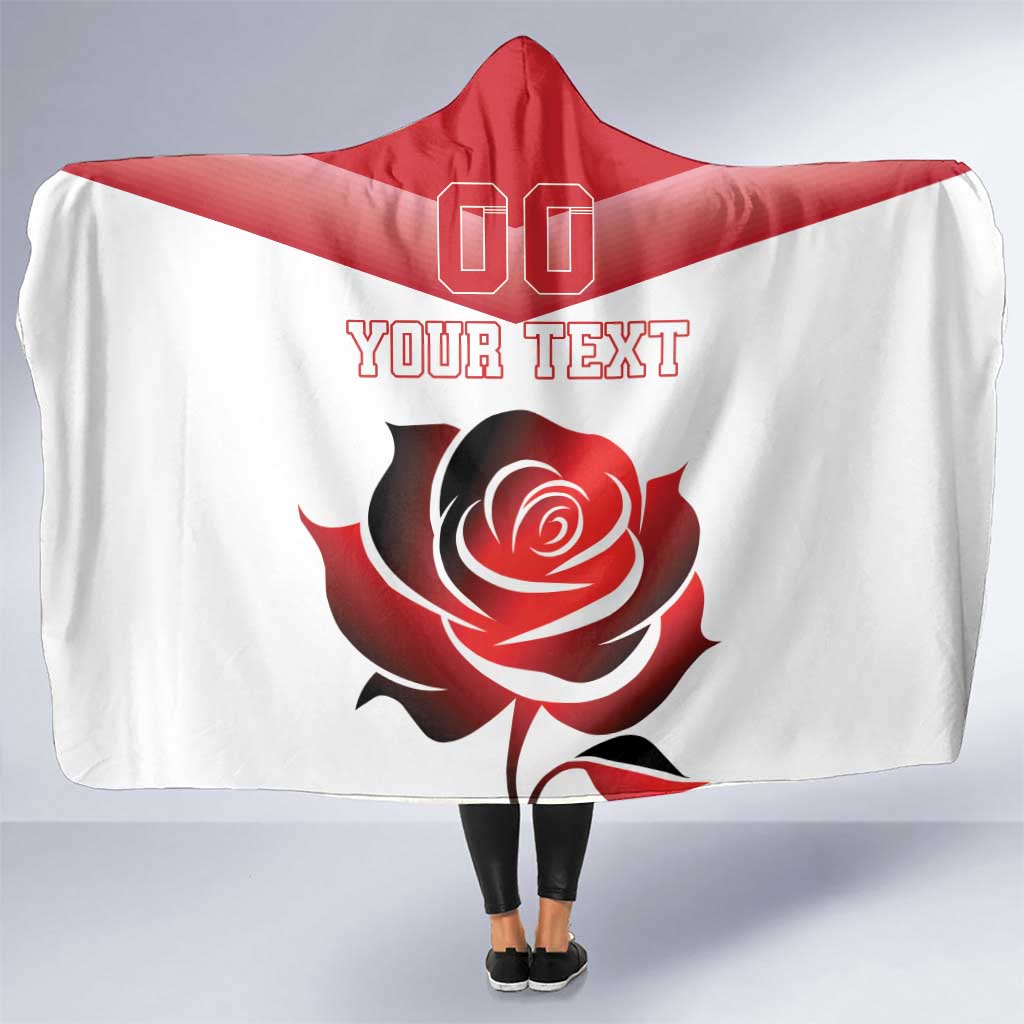 Custom England Rugby Hooded Blanket Red Rose Sporty Style