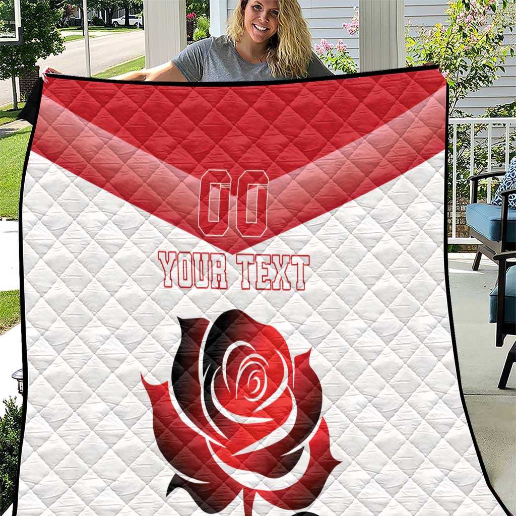 Custom England Rugby Quilt Red Rose Sporty Style