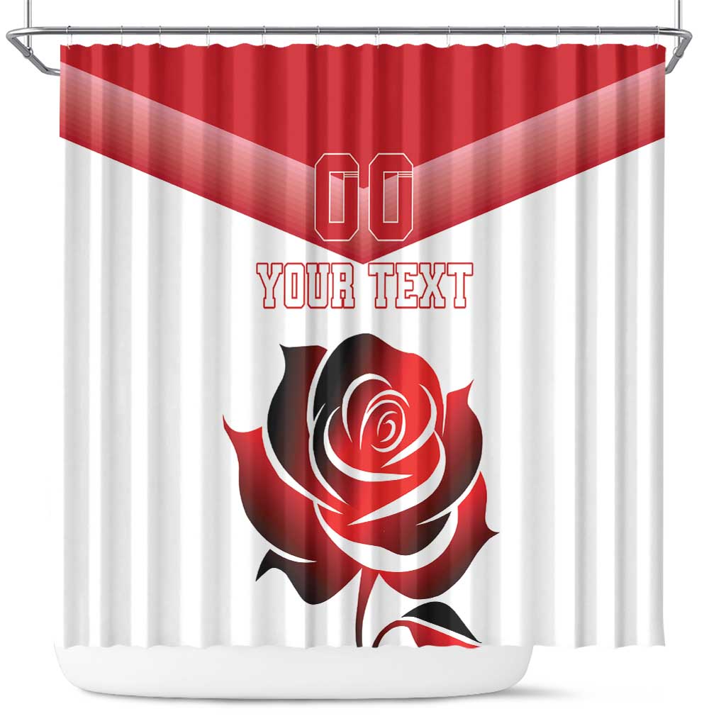 Custom England Rugby Shower Curtain Red Rose Sporty Style