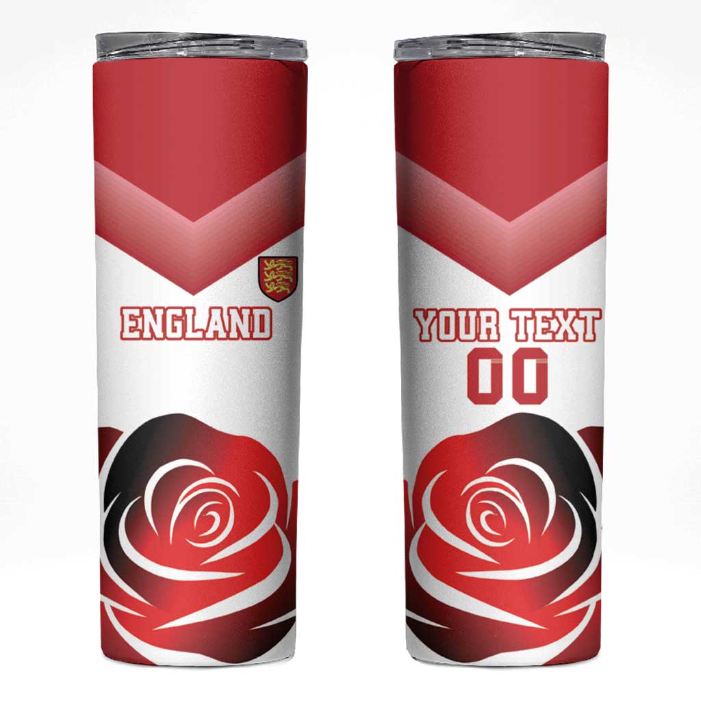 Custom England Rugby Skinny Tumbler Red Rose Sporty Style