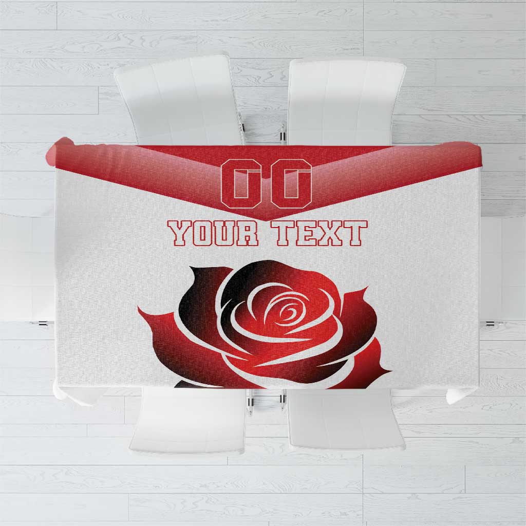 Custom England Rugby Tablecloth Red Rose Sporty Style