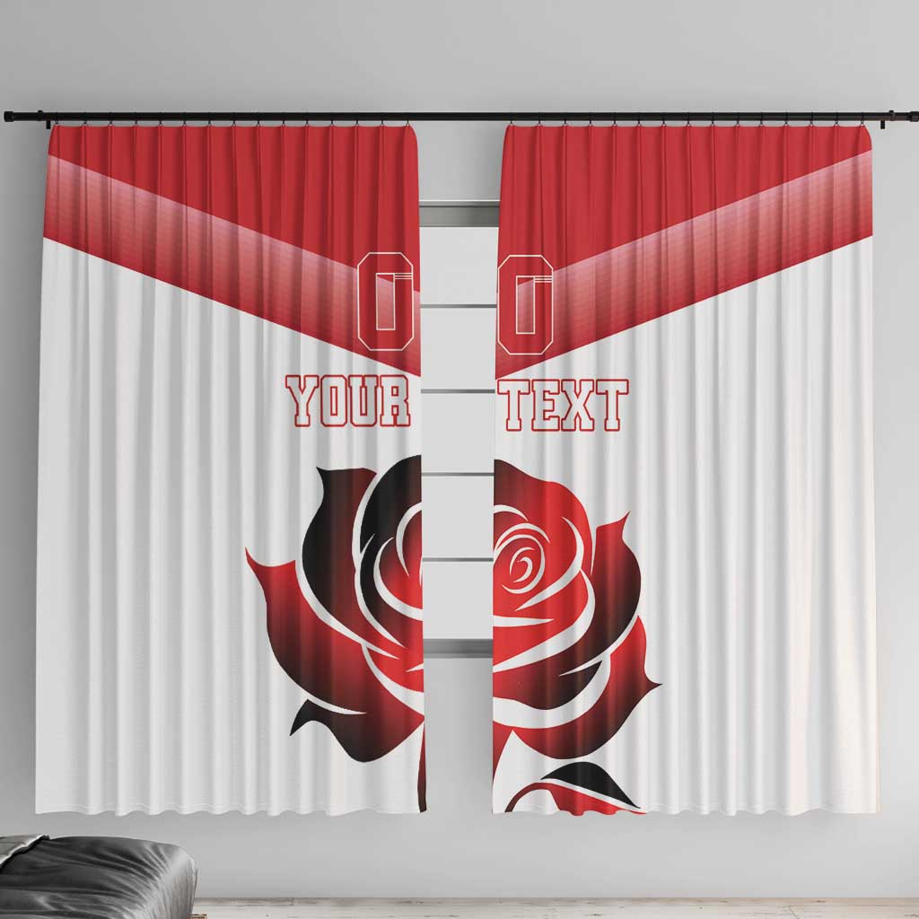 Custom England Rugby Window Curtain Red Rose Sporty Style