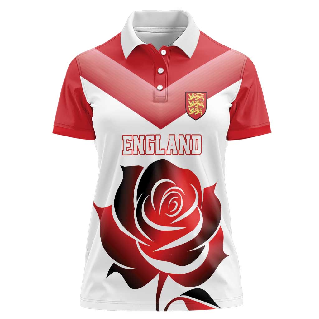 Custom England Rugby Women Polo Shirt Red Rose Sporty Style