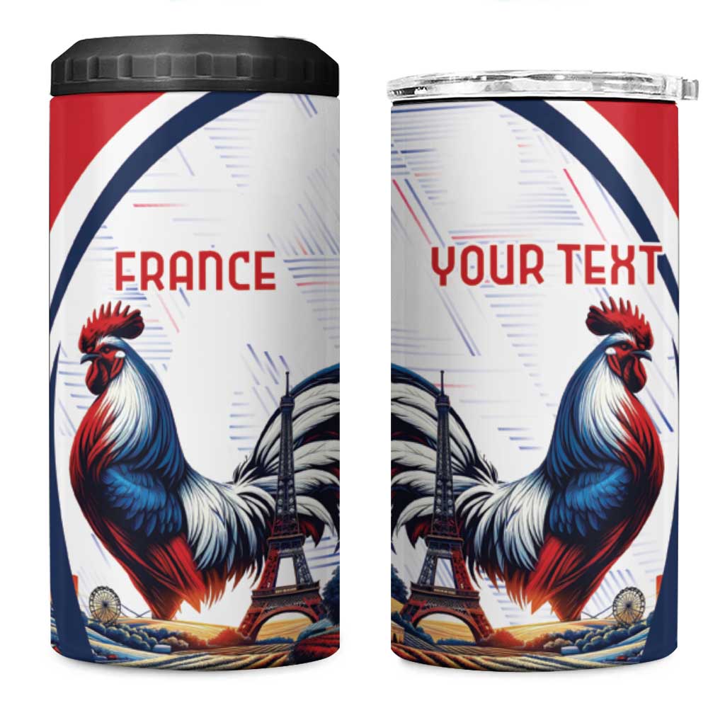 Personalized French 4 in 1 Can Cooler Tumbler Rooster With Eiffel Tower - Wonder Print Shop