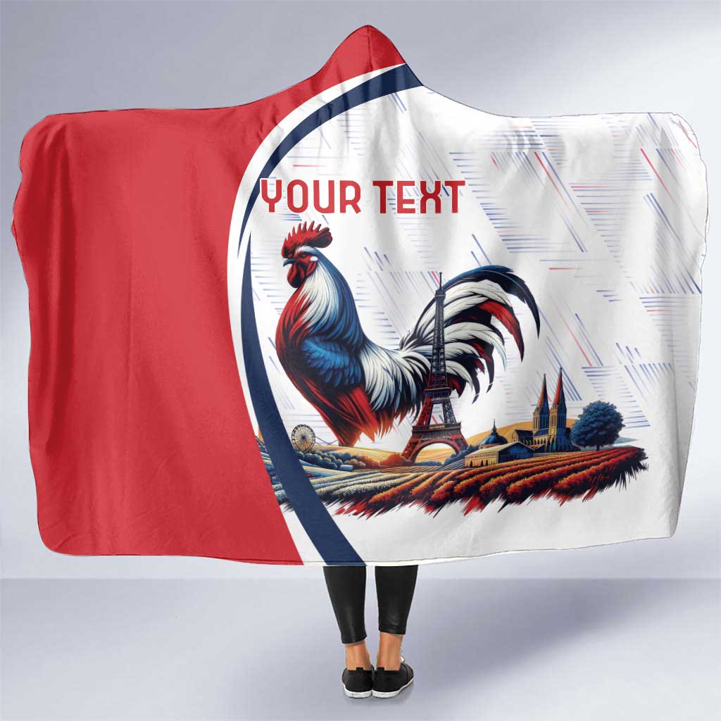 Personalized France Hooded Blanket French Rooster With Eiffel Tower