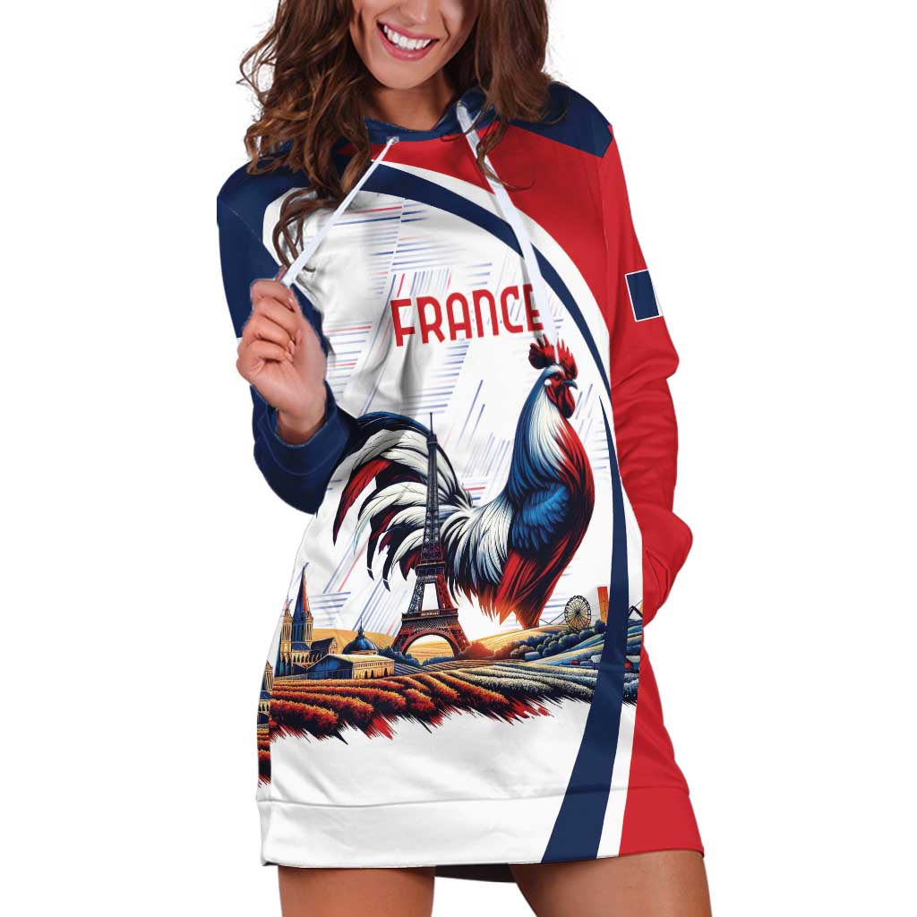 Personalized France Hoodie Dress French Rooster With Eiffel Tower - Wonder Print Shop