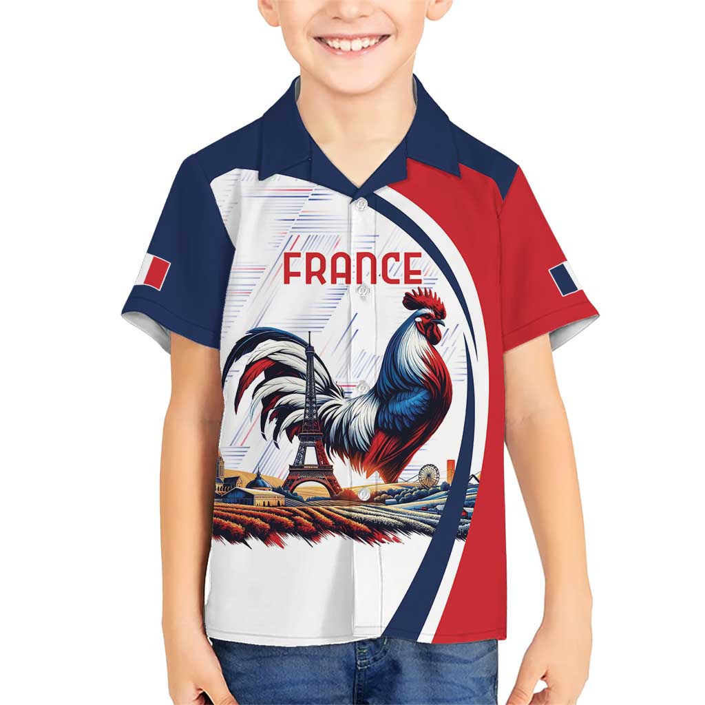 Personalized France Kid Hawaiian Shirt French Rooster With Eiffel Tower - Wonder Print Shop