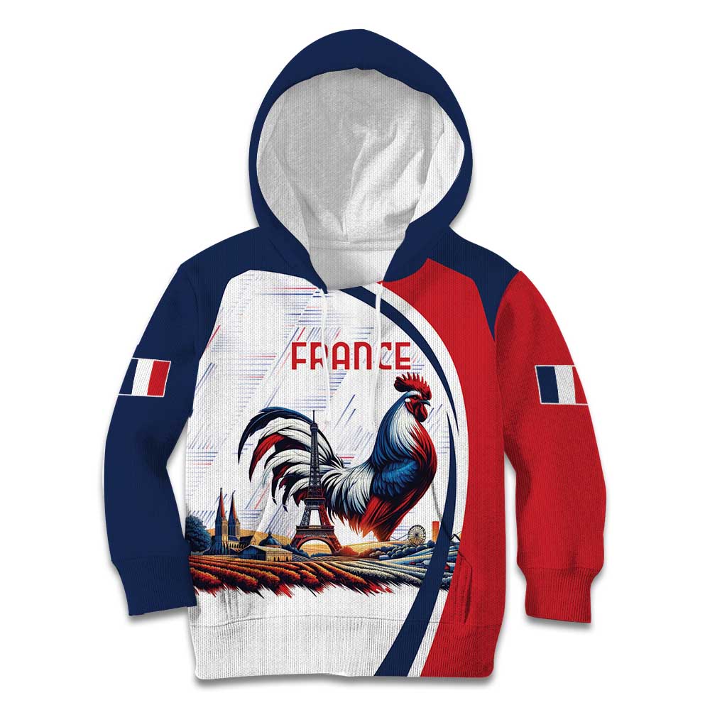 Personalized France Kid Hoodie French Rooster With Eiffel Tower - Wonder Print Shop