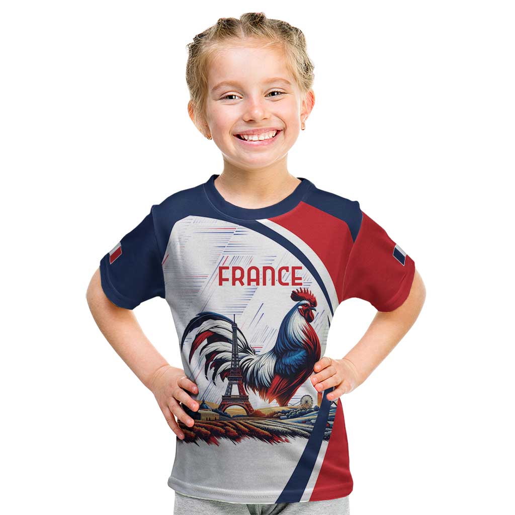 Personalized France Kid T Shirt French Rooster With Eiffel Tower - Wonder Print Shop