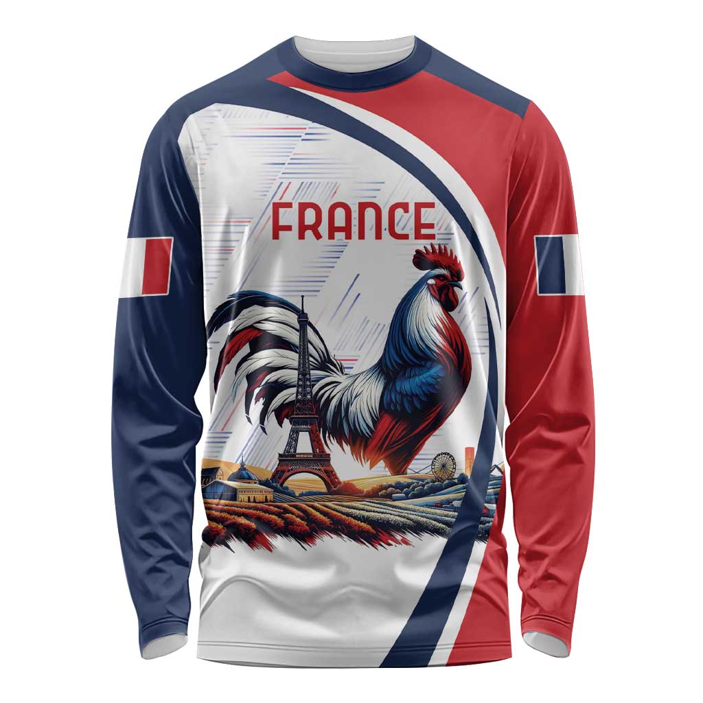 Personalized France Long Sleeve Shirt French Rooster With Eiffel Tower - Wonder Print Shop