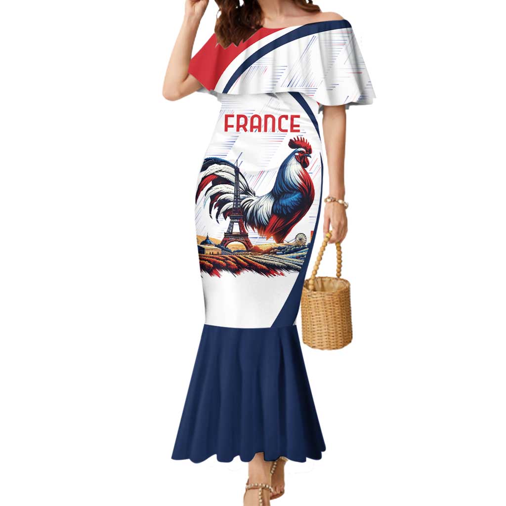 Personalized France Mermaid Dress French Rooster With Eiffel Tower - Wonder Print Shop