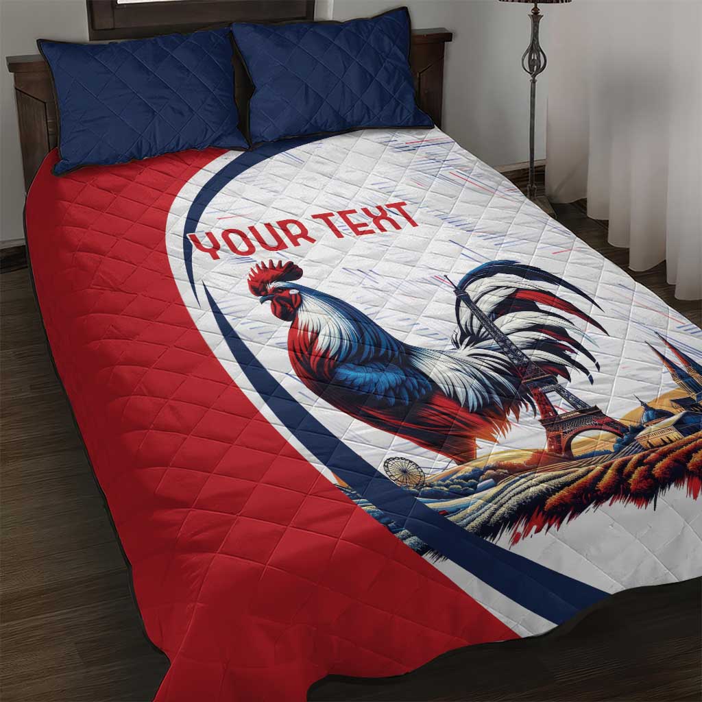 Personalized France Quilt Bed Set French Rooster With Eiffel Tower - Wonder Print Shop