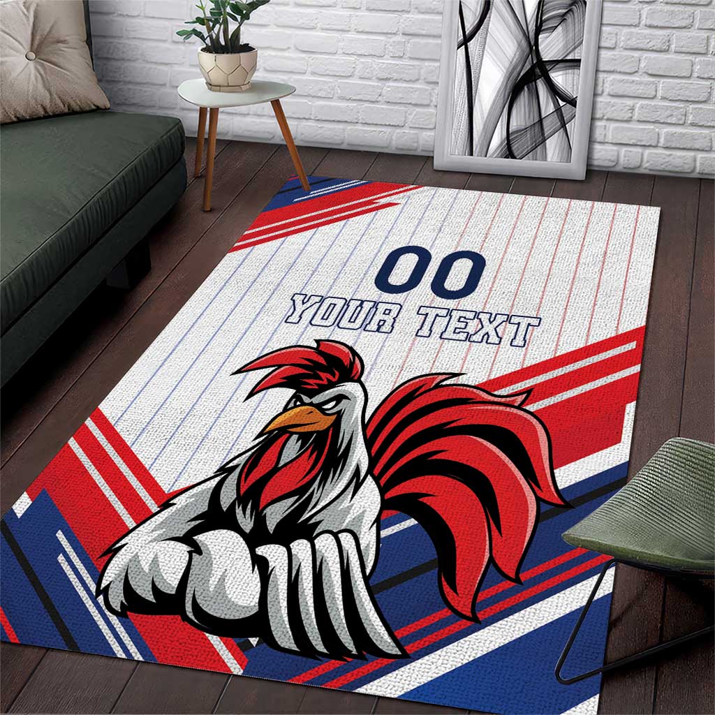 Custom French Football Area Rug France Rooster Mascot Come On Champions - Wonder Print Shop