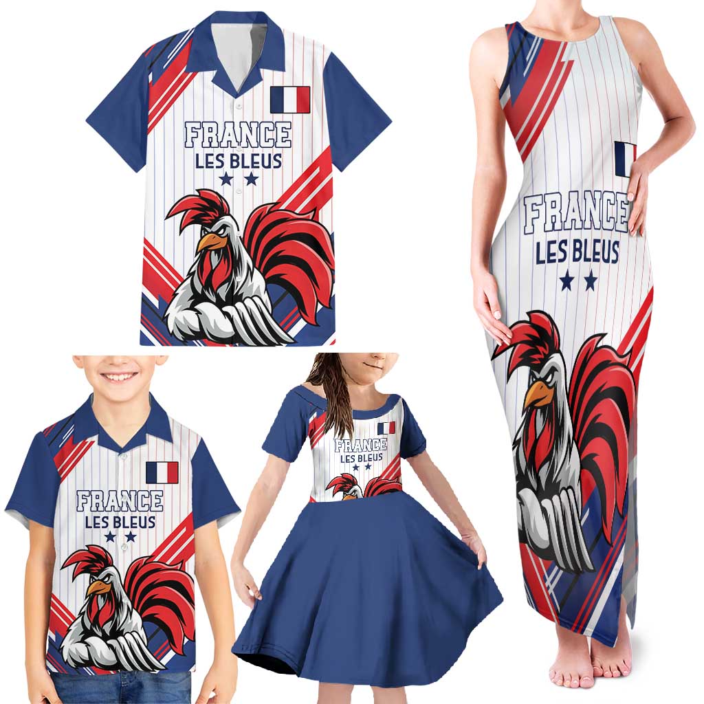 Custom French Football Family Matching Tank Maxi Dress and Hawaiian Shirt France Rooster Mascot Come On Champions - Wonder Print Shop