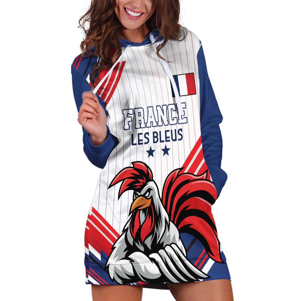 Custom French Football Hoodie Dress France Rooster Mascot Come On Champions - Wonder Print Shop