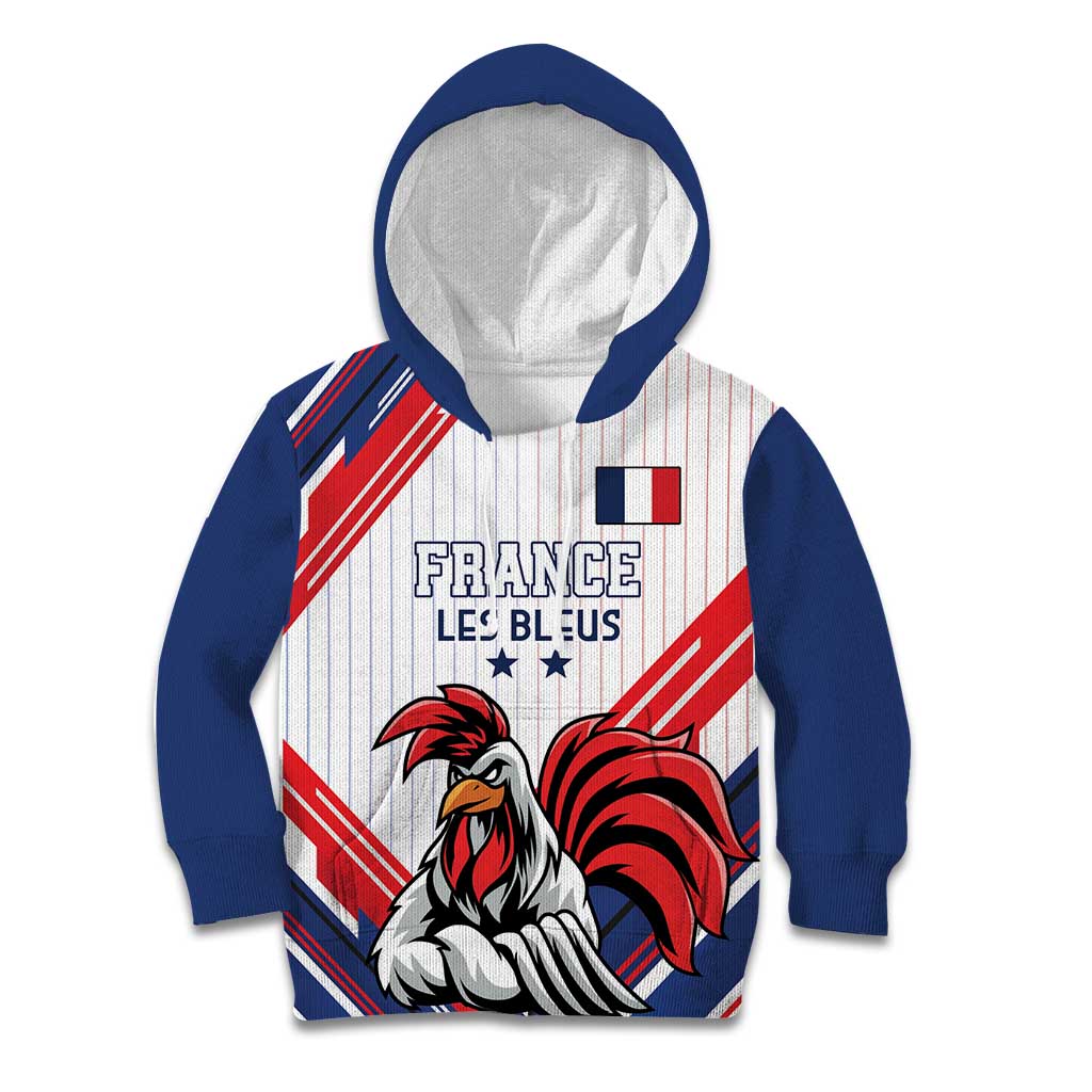 Custom French Football Kid Hoodie France Rooster Mascot Come On Champions - Wonder Print Shop