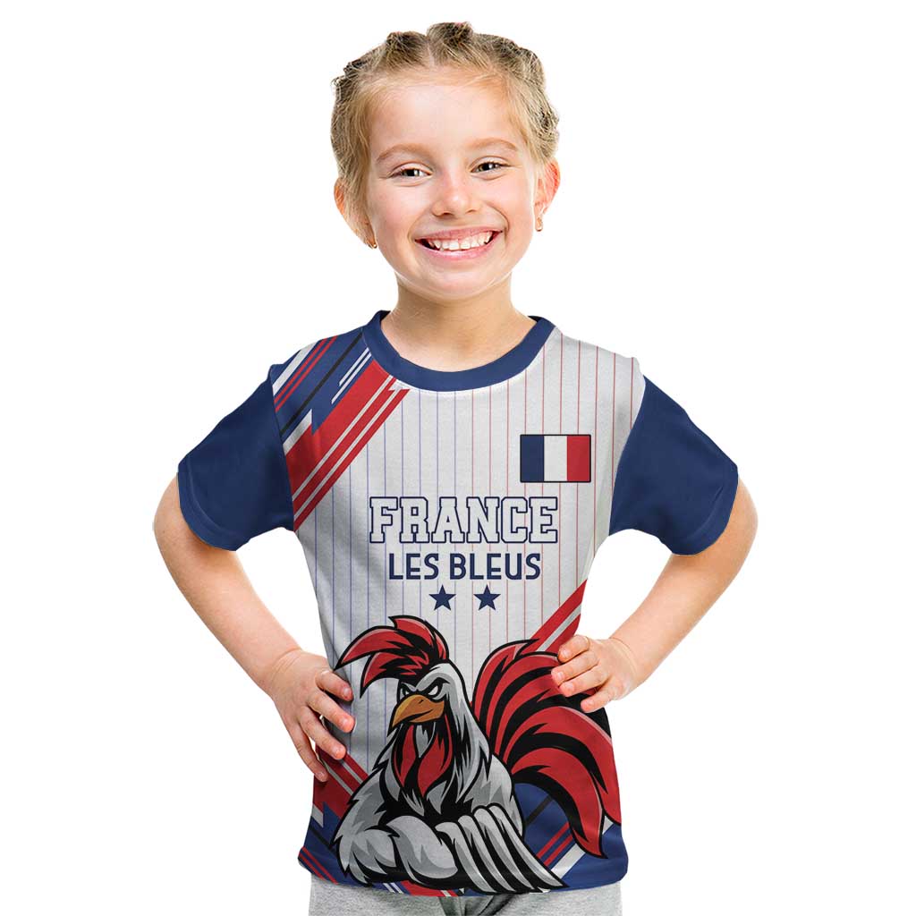 Custom French Football Kid T Shirt France Rooster Mascot Come On Champions - Wonder Print Shop