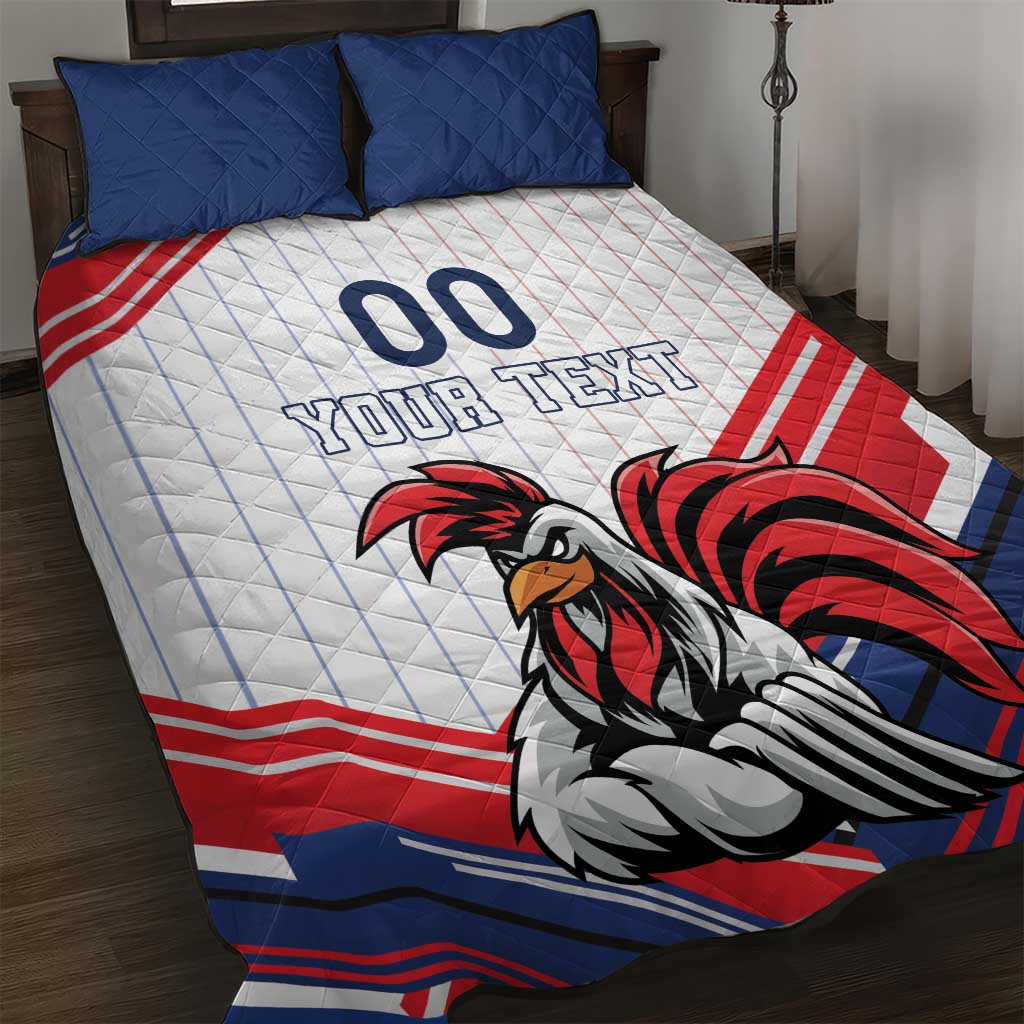 Custom French Football Quilt Bed Set France Rooster Mascot Come On Champions - Wonder Print Shop