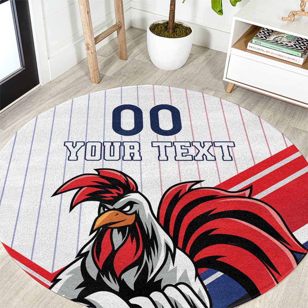 Custom French Football Round Carpet France Rooster Mascot Come On Champions