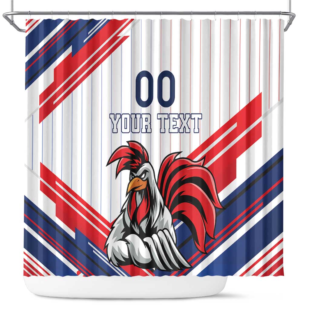 Custom French Football Shower Curtain France Rooster Mascot Come On Champions