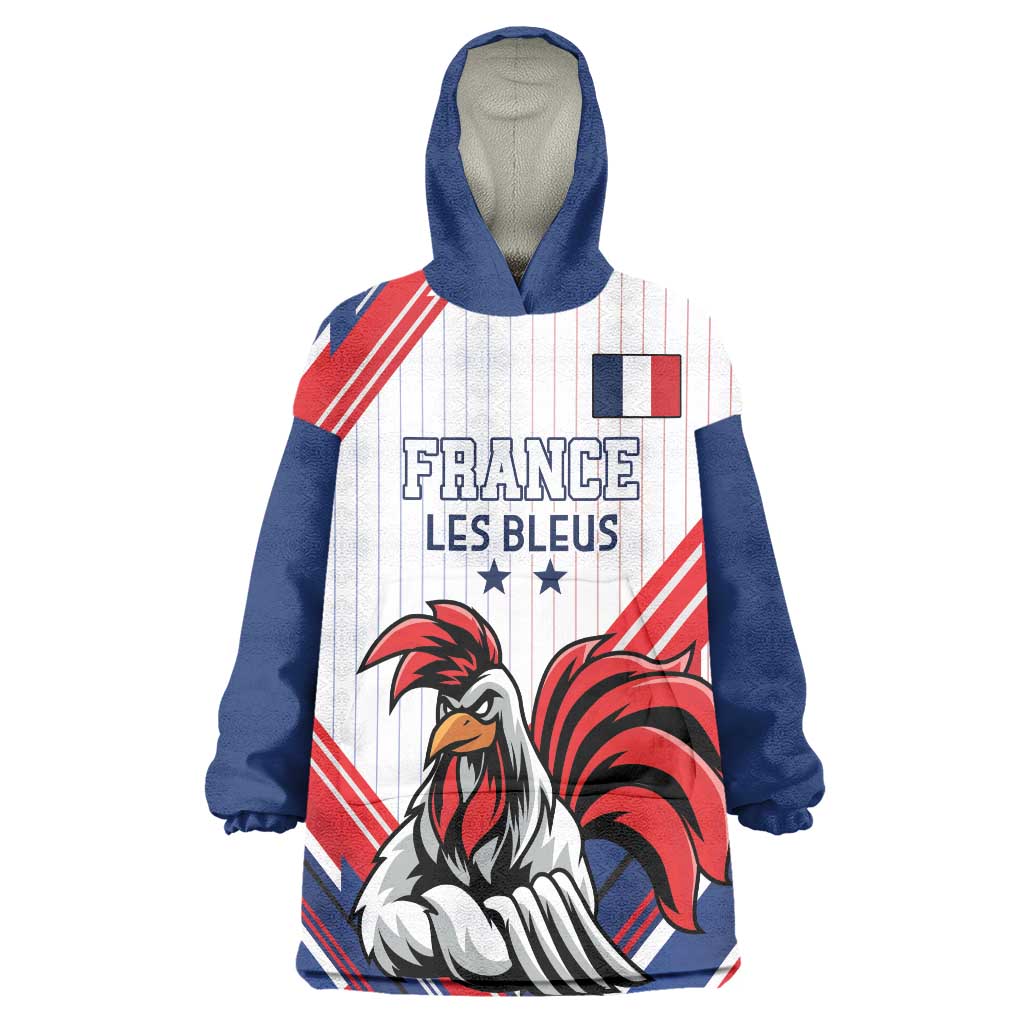 Custom French Football Wearable Blanket Hoodie France Rooster Mascot Come On Champions