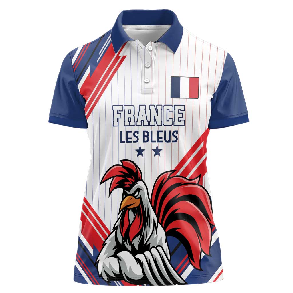 Custom French Football Women Polo Shirt France Rooster Mascot Come On Champions - Wonder Print Shop