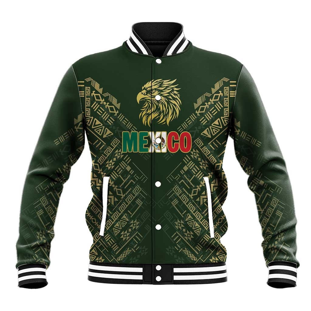 Custom Mexico Football Baseball Jacket Aztec Pattern Eagle - Wonder Print Shop