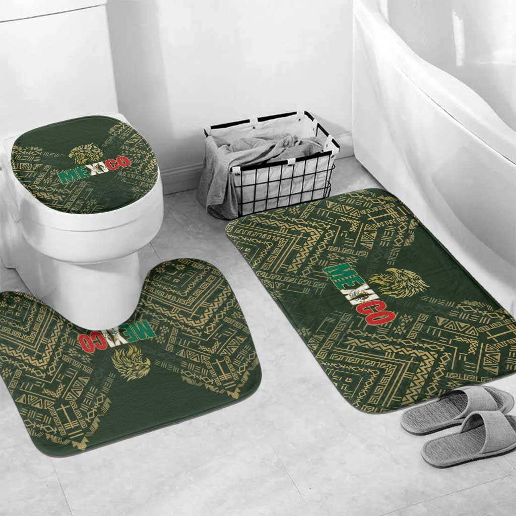 Mexico Football Bathroom Set Aztec Pattern Eagle - Wonder Print Shop