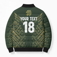 Custom Mexico Football Bomber Puffer Jacket Aztec Pattern Eagle - Wonder Print Shop