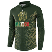 Custom Mexico Football Button Sweatshirt Aztec Pattern Eagle - Wonder Print Shop