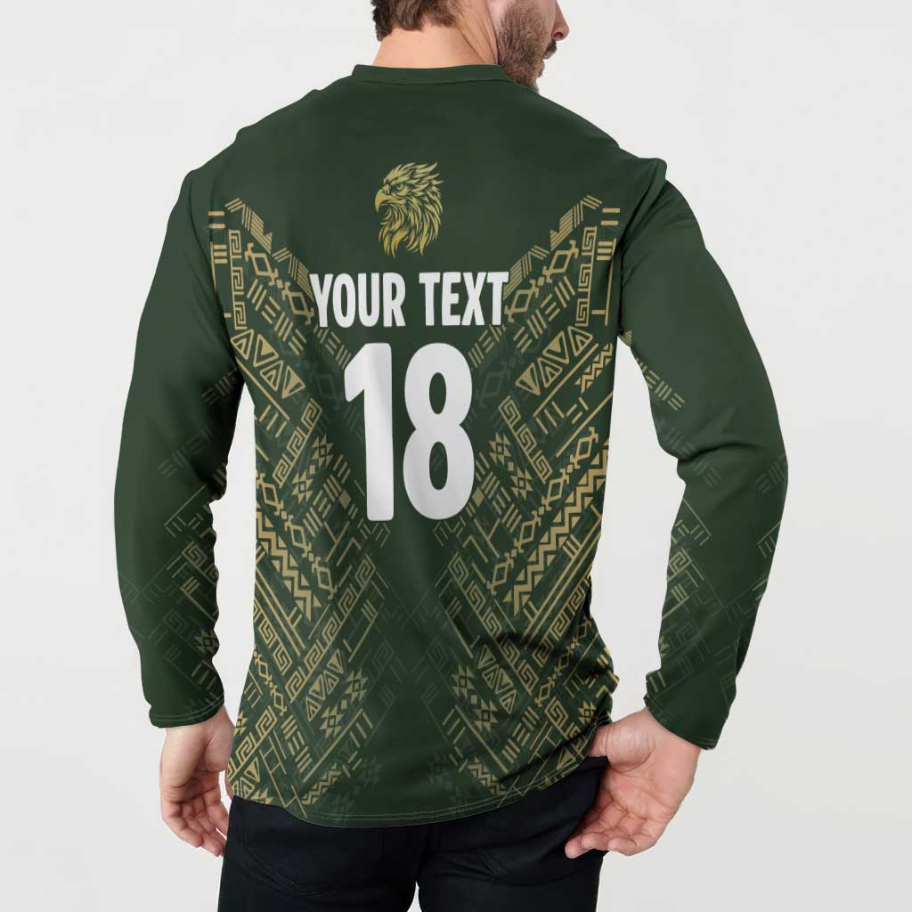 Custom Mexico Football Button Sweatshirt Aztec Pattern Eagle - Wonder Print Shop