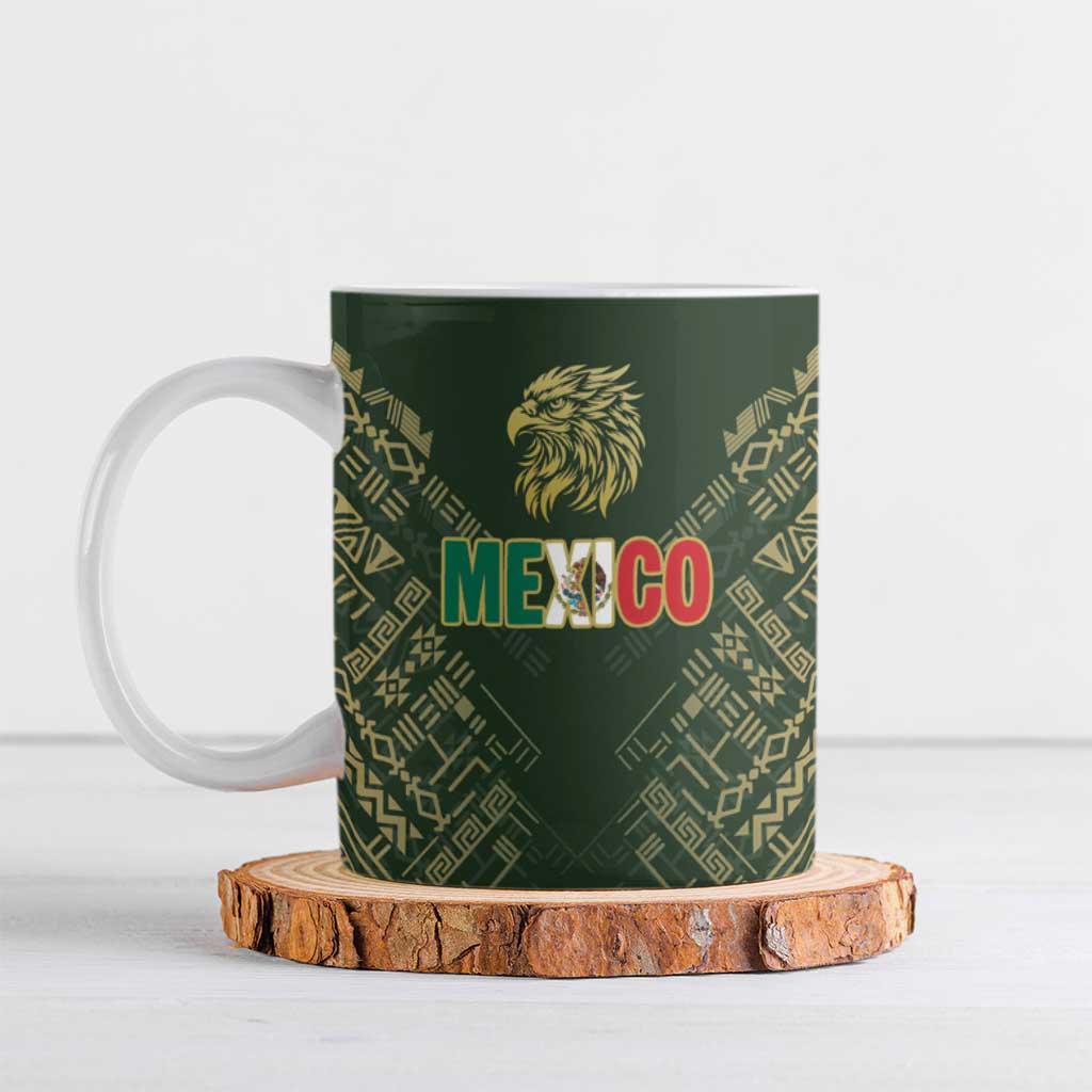 Custom Mexico Football Ceramic Mug Aztec Pattern Eagle - Wonder Print Shop