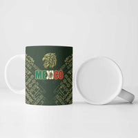 Custom Mexico Football Ceramic Mug Aztec Pattern Eagle - Wonder Print Shop