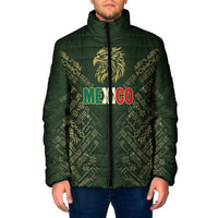 Custom Mexico Football Padded Jacket Aztec Pattern Eagle - Wonder Print Shop
