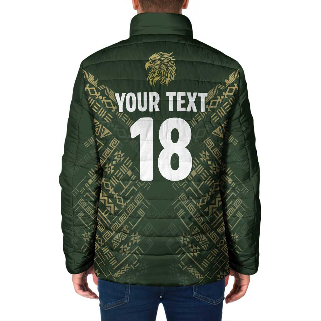 Custom Mexico Football Padded Jacket Aztec Pattern Eagle - Wonder Print Shop