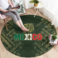 Mexico Football Round Carpet Aztec Pattern Eagle - Wonder Print Shop