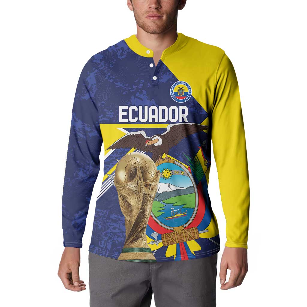 Ecuador Football Custom Button Sweatshirt Road To World Cup 2026 - Wonder Print Shop