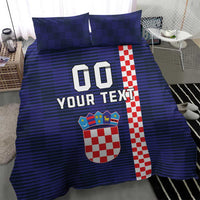 Blue striped duvet cover set with "00 YOUR TEXT" and Croatian checkerboard emblem