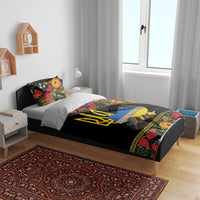 Petrykivka Ukrainian Folk Pattern Bedding Set Golden Trident With Map