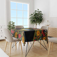 Petrykivka Ukrainian Folk Pattern Tablecloth Golden Trident With Map